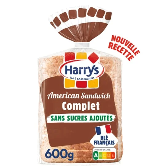 Pain de mie American sandwich complet sans sucres ajoutés sans additifs