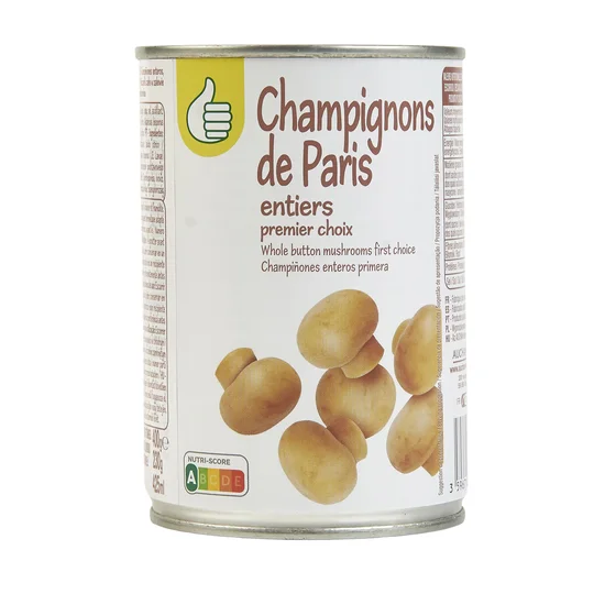 Champignons de Paris entiers au naturel 1er choix