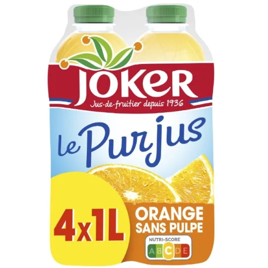Jus d'orange sans pulpe sans sucres ajoutés