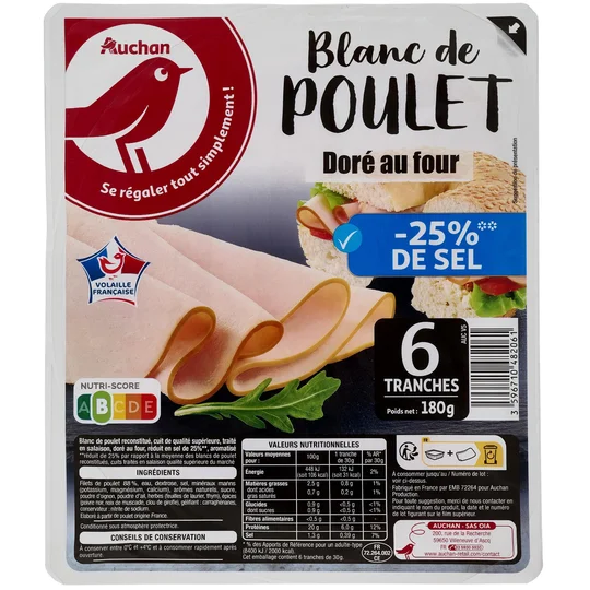 Blanc de poulet doré au four réduit en sel