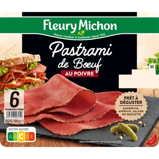 Pastrami de boeuf au poivre tranches fines
