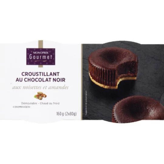 Croustillant au chocolat noir, noisettes et amandes