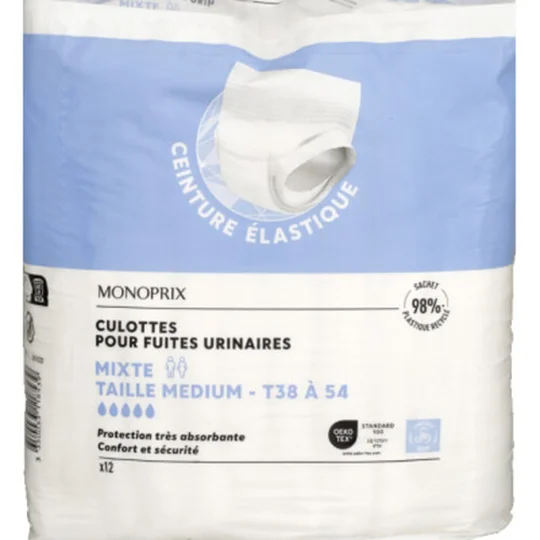 Culottes Fuites Urinaires Mixtes Adulte Médium Taille 38-54 X12
