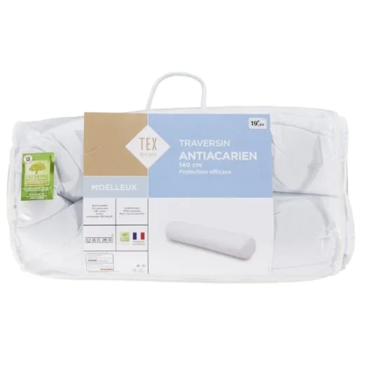 Traversin blanc moelleux anti-acariens 140 cm