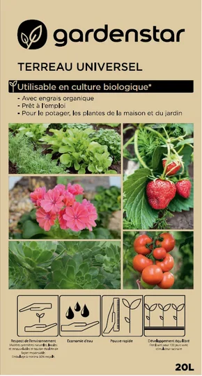 Terreau universel utilisable en culture biologique