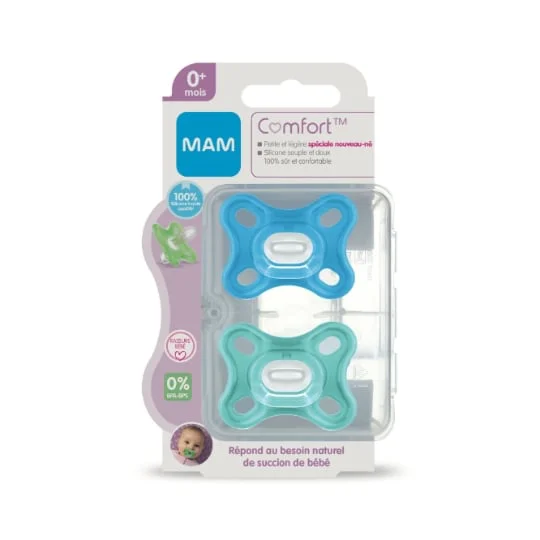Sucette Bébé Silicone Comfort Bleu 0+mois