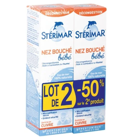 Pulvérisateur du nez bébé Décongestion de 0 à 3 ans, à l'eau de mer 100% naturelle