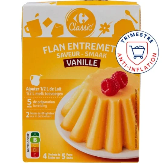 Préparation dessert flan vanille