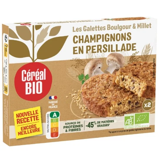 Galettes boulgour et millet aux champignons Bio