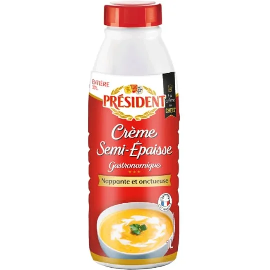Crème Entière Semi-épaisse Nappante Et Onctueuse 30% Mat.Gr.