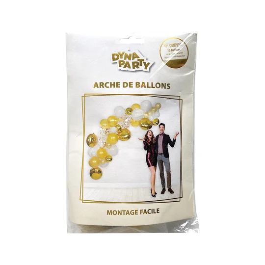 Arche 70 ballons dorés et blanc