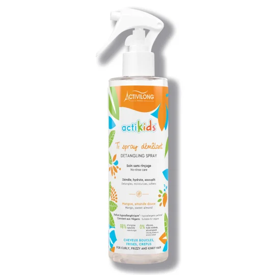 Spray soin démêlant enfant ActiKids pour les cheveux bouclés, frisés, crêpus à la mangue et à l'amande douce