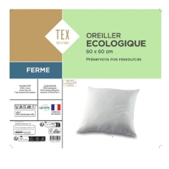 Oreiller blanc ferme 60x60 cm