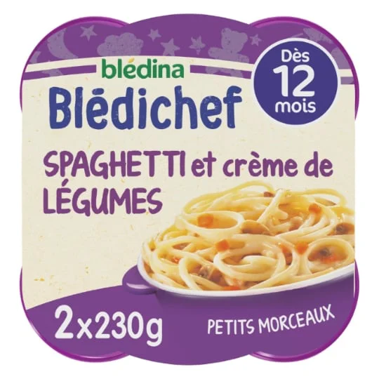 Plat bébé dès 12 mois spaghetti et crème de légumes