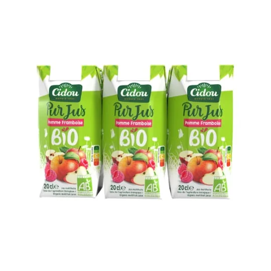 Jus de fruits bio pomme framboise