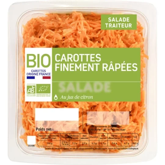 Carottes râpées au jus de citron Bio