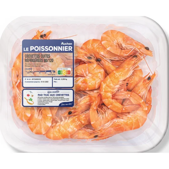 Crevettes entières cuites 80/120