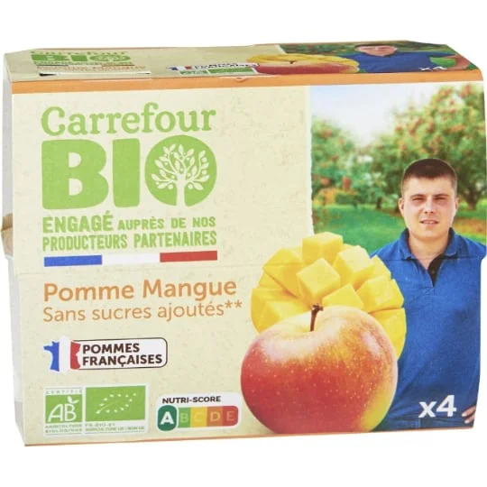 Compote bio pomme mangue s/sucres ajoutés