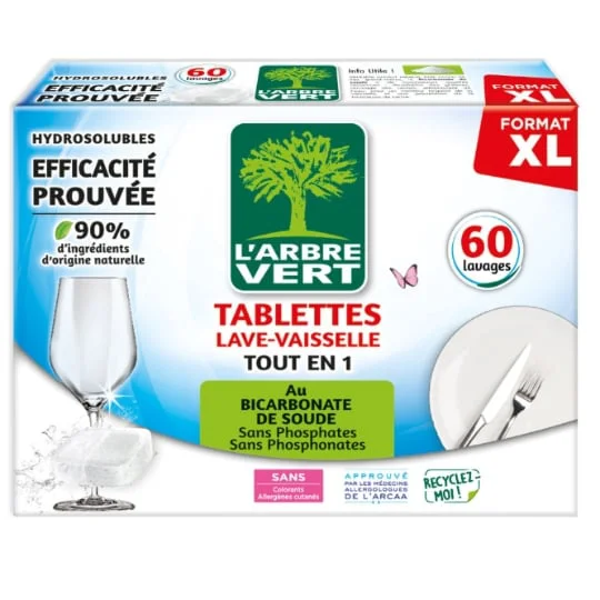 Tablettes Lave-Vaisselle Tout En 1 - 90% d'ingrédients d'origine naturelle
