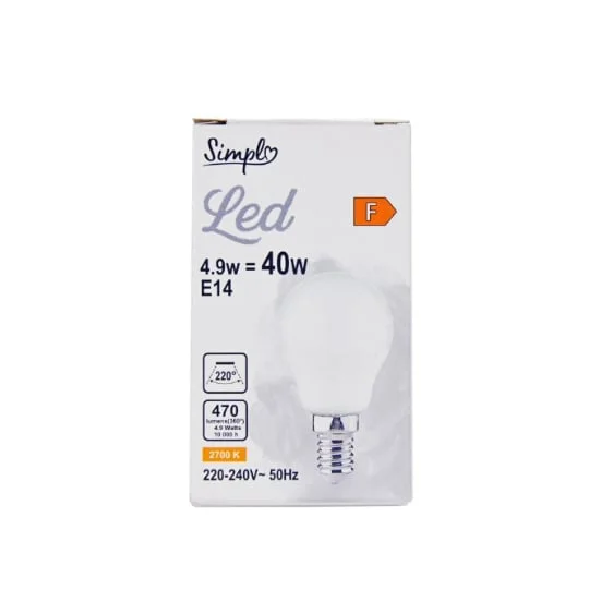 Ampoule LED E14 Sphérique Blanc-chaud Dépolie 40W