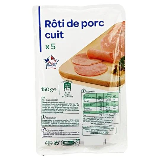 Rôti de porc cuit saumuré et bruni