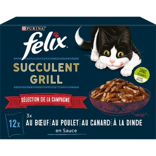 Pâtée pour chat adulte au boeuf, au poulet au canard & à la dinde en sauce