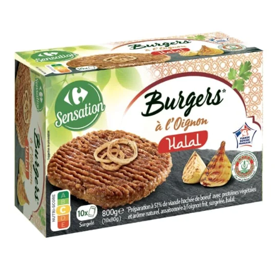 Burgers halal à l'oignon