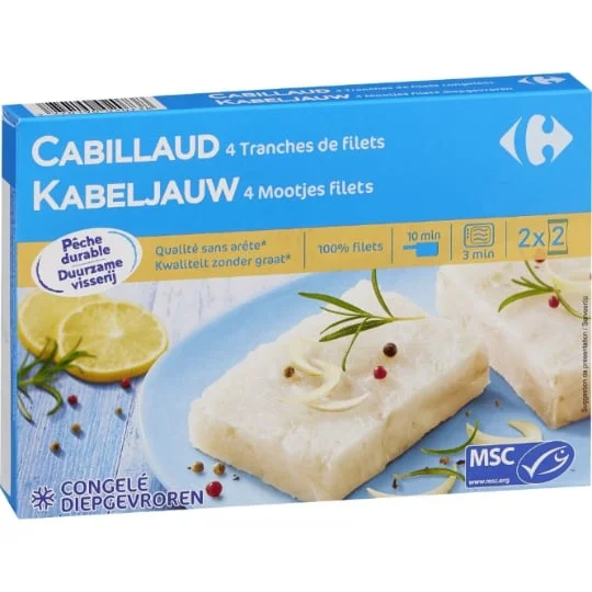 Filets de cabillaud tranches
