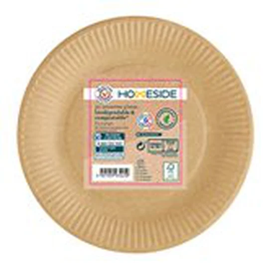 Assiettes plates kraft 23cm - x50