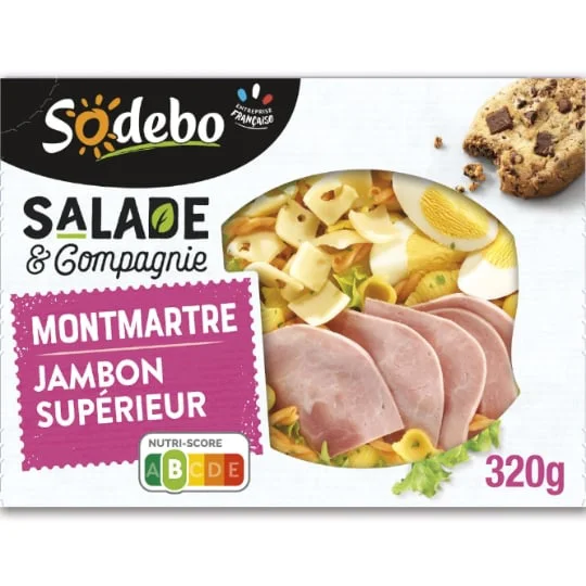 Salade Montmartre pâtes crudités Oeuf jambon emmental