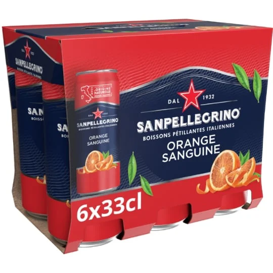 Eau gazeuse aromatisée orange et orange sanguine