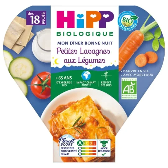 Plat bébé dès 18 mois petites lasagnes aux légumes Bio