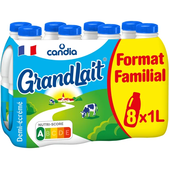 Grand Lait demi écrémé stérilisé U.H.T.
