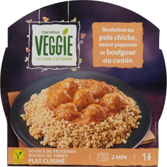 Plat cuisiné boulettes pois chiche boulgour