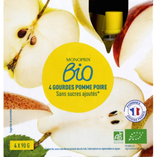 Gourdes pomme poire sans sucres ajoutés bio