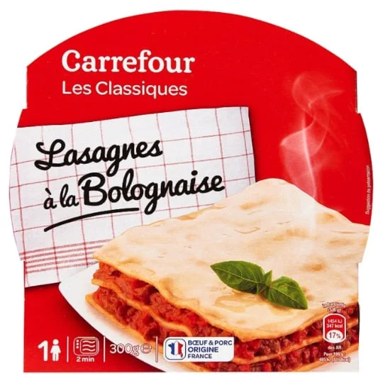 Plat cuisiné lasagnes à la bolognaise
