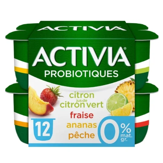 Yaourt aux fruits 0% MG bifidus citron fraise ananas pêche