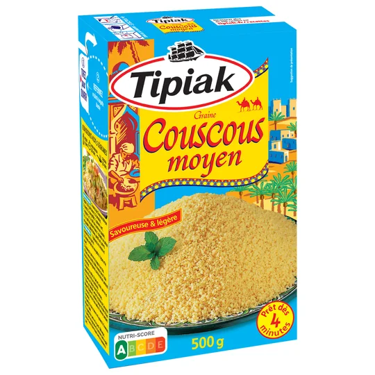 Graine couscous moyen, savoureuse & légère, prêt en 4 minutes