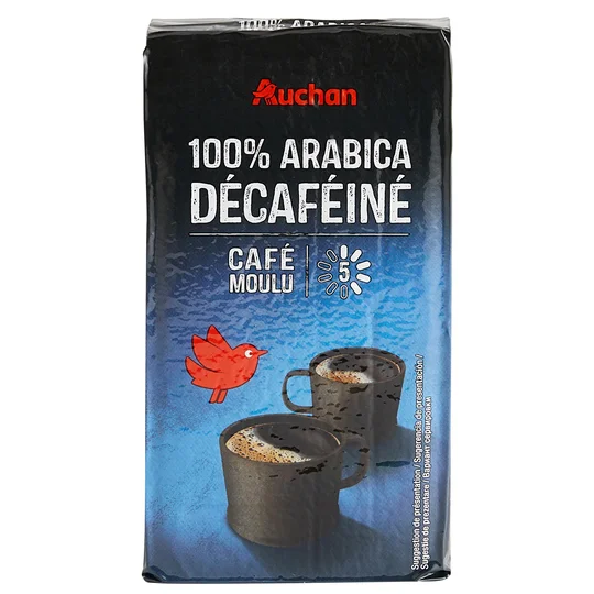Café moulu décaféiné 100% Arabica intensité 5