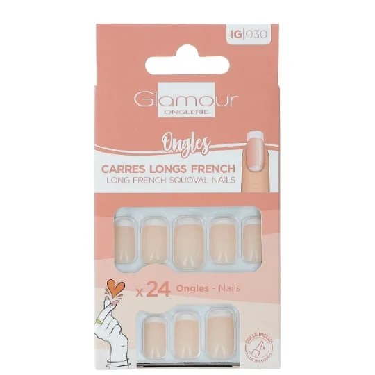 Faux Ongles Carrés Longs French Manucure