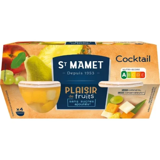 Dessert cocktail de fruits sans sucre ajoutés Dessert
