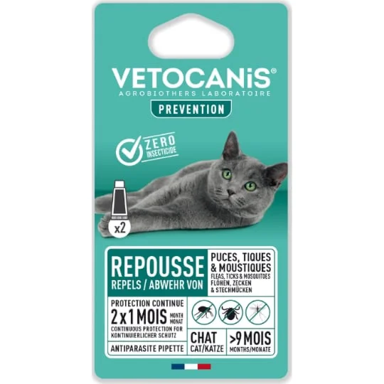 Répulsif pour chat puces, tiques & moustiques