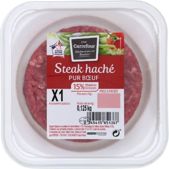 Steak haché pur boeuf 15% MG