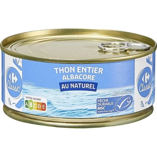 Thon entier albacore au naturel