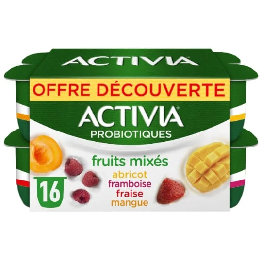 Yaourt aux fruits mixés bifidus abricot framboise fraise mangue