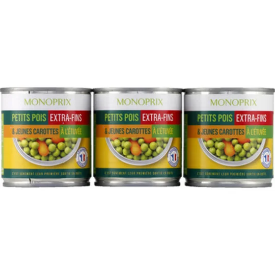 Petits pois extra-fins & jeunes carottes à l'étuvée