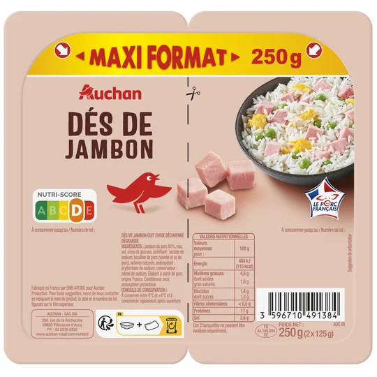 Dès de jambon nature