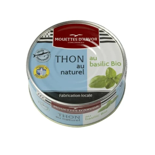 Thon listao sauvage naturel au basilic Bio