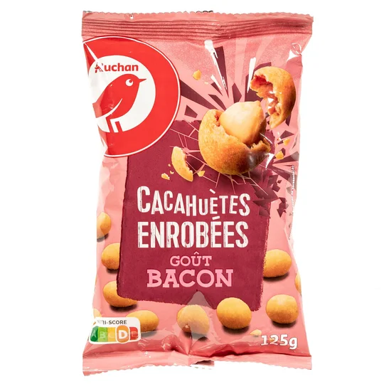Cacahuètes enrobées goût bacon