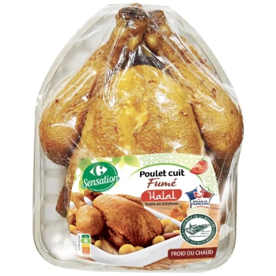 Poulet halal saumuré cuit fumé